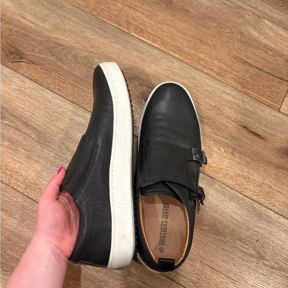 Brothers United Men's Leather Luxury Double Monk Slip-On Sneaker